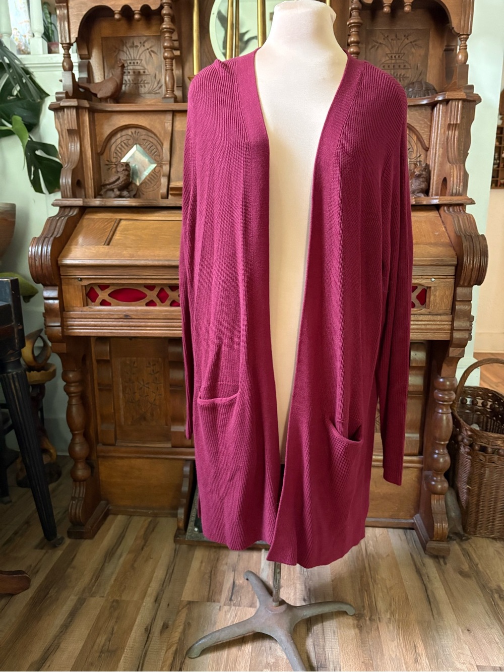 Old Navy Open-Front Burgundy 
 Knit Cardigan Sweater